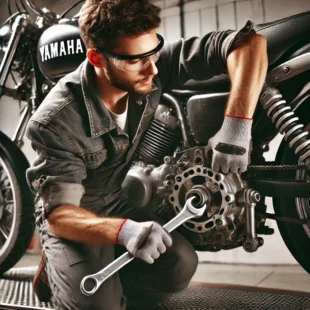 A man with glasses that manually turn the engine on your Yamaha V-Star 1600.